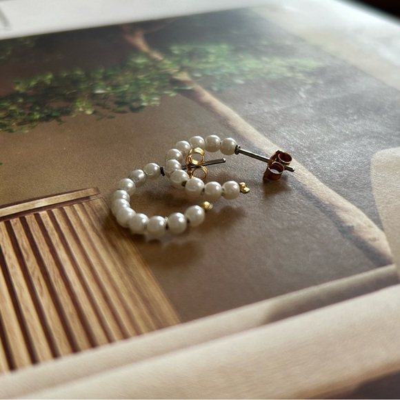 Vintage Beaded Pearl Hoops - Picture 2 of 4